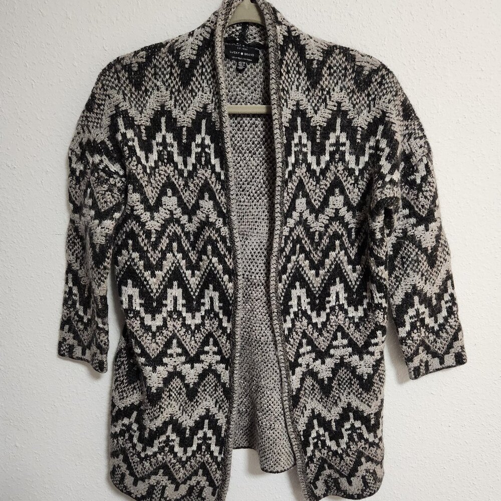 Lucky Brand Ikat Stitch Cardigan Sweater XS